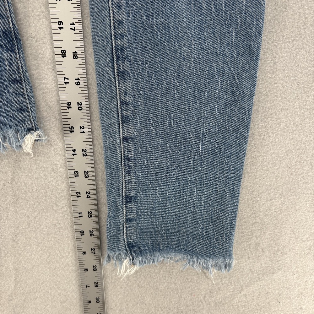 Madewell Perfect Vintage Straight Jeans Womens 23 High Rise Blue Raw Hem Crop - Picture 9 of 13